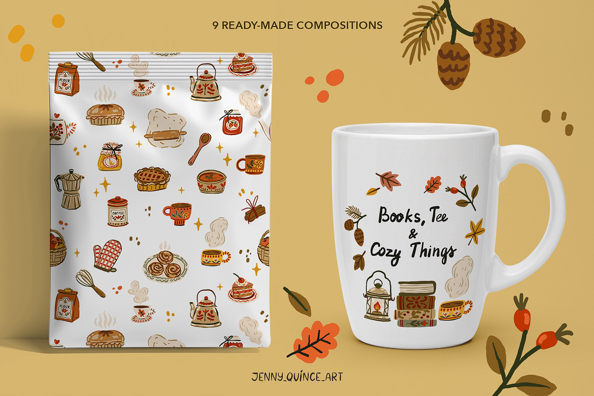 Cozy Autumn at Home - Vector Clipart, a Decorative Illustration by Jenny Quince (Photo 8 of 14)
