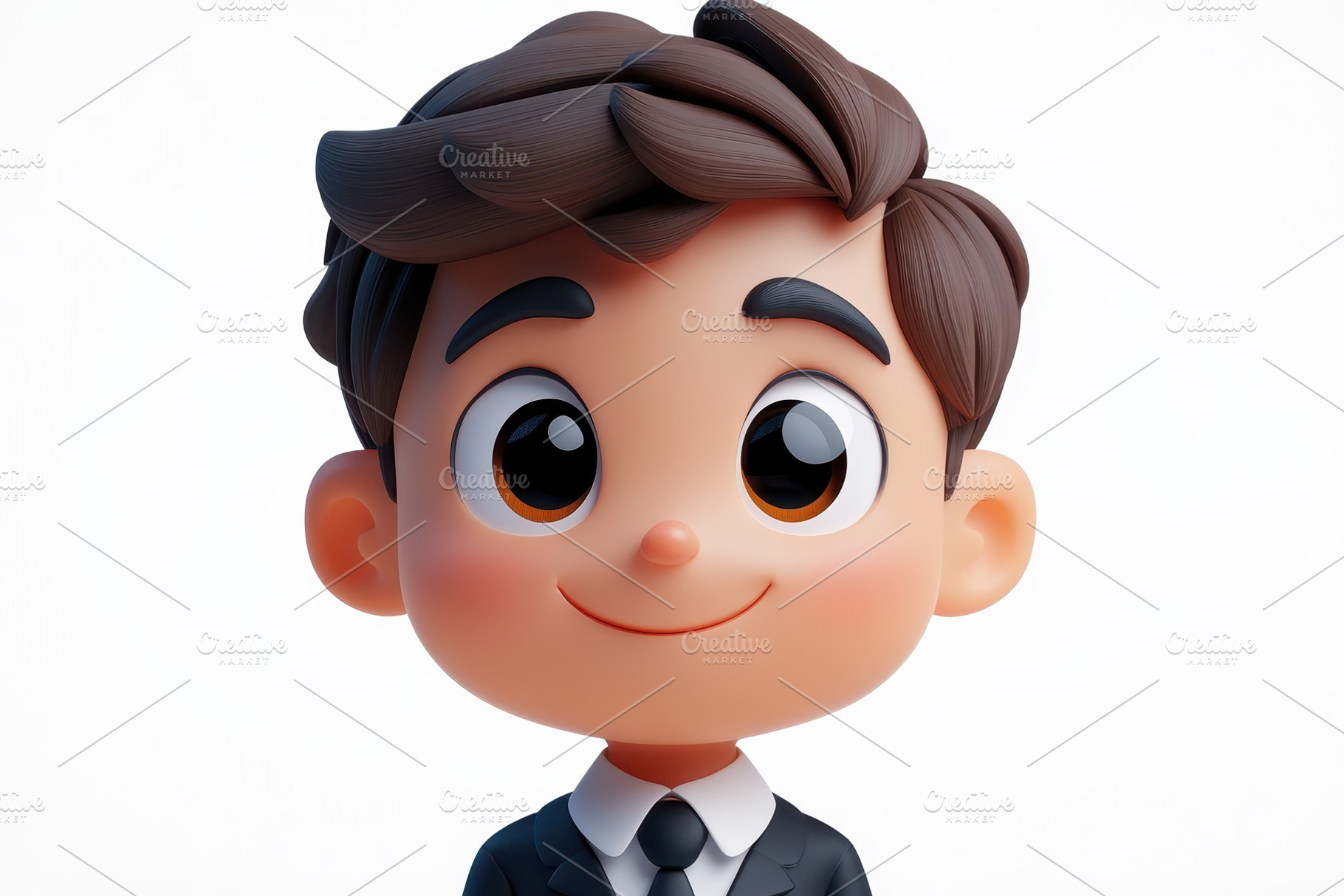 Charming cartoon character in formal, a Photo by Tanuart