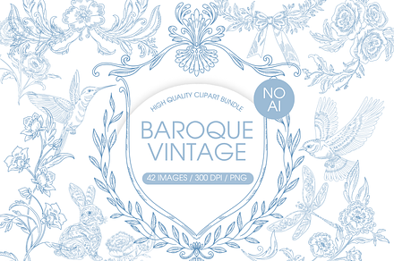 Baroque Frames Clipart, an Illustration by TatiMockup