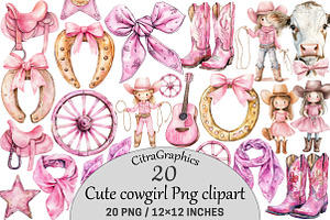 Cute cowgirl clipart, an Illustration by CitraGraphics