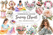 Watercolor Sewing Clipart Bundle, a Seasonal Illustration by designcity5 (Thumbnail 1 of 5)
