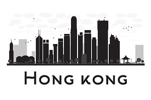 Hong Kong City Skyline Silhouette