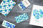 Blue Berries Watercolor Design Set, a Decorative Illustration by Yashroom (Thumbnail 4 of 5)