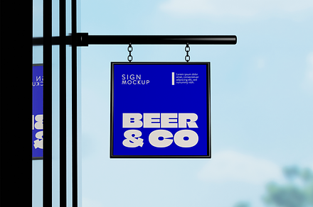 Exterior Square Sign Mockup, an Advertising Mockup by Xtrahive