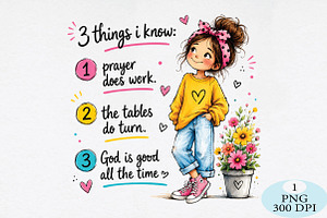 3 Things I Know Christian Girl PNG, a Seasonal Illustration by Daily.Designs
