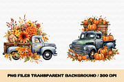 Watercolor Vintage Truck Pumpkins, an Illustration by SindyPrintDesign (Thumbnail 2 of 4)