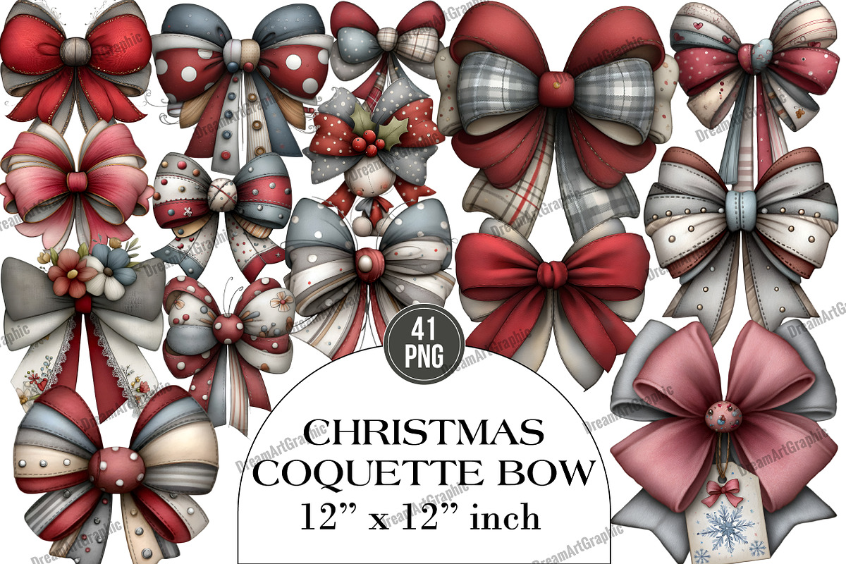 Preppy Christmas Coquette Bow, an Illustration by DreamArtGraphic (Photo 1 of 5)