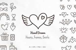 Hearts, Frames, Swirls, a Graphic by PixMarket