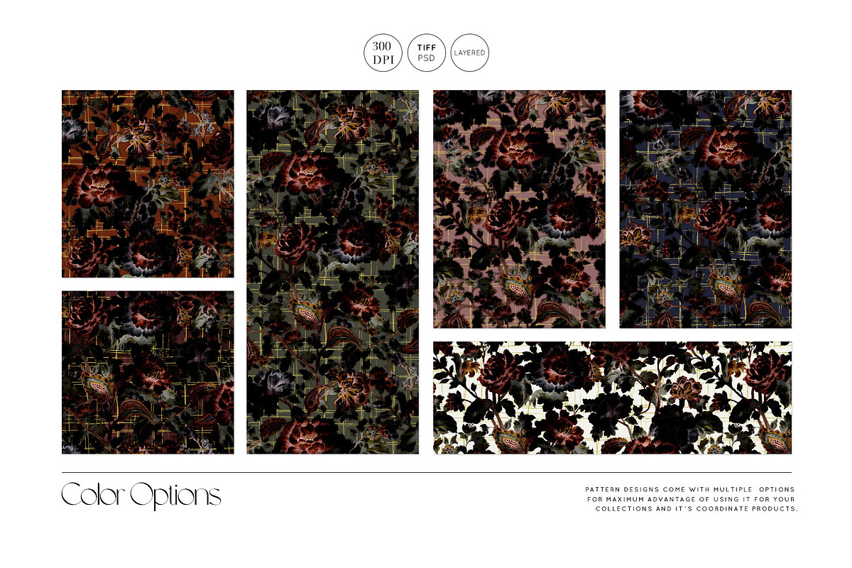 Velvet Noir Floral prints & elements, a Pattern Graphic by Pink Linen (Photo 2 of 14)