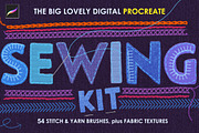 Procreate Sewing Brushes, a Brush Add-On by Mels Brushes (Thumbnail 1 of 2)
