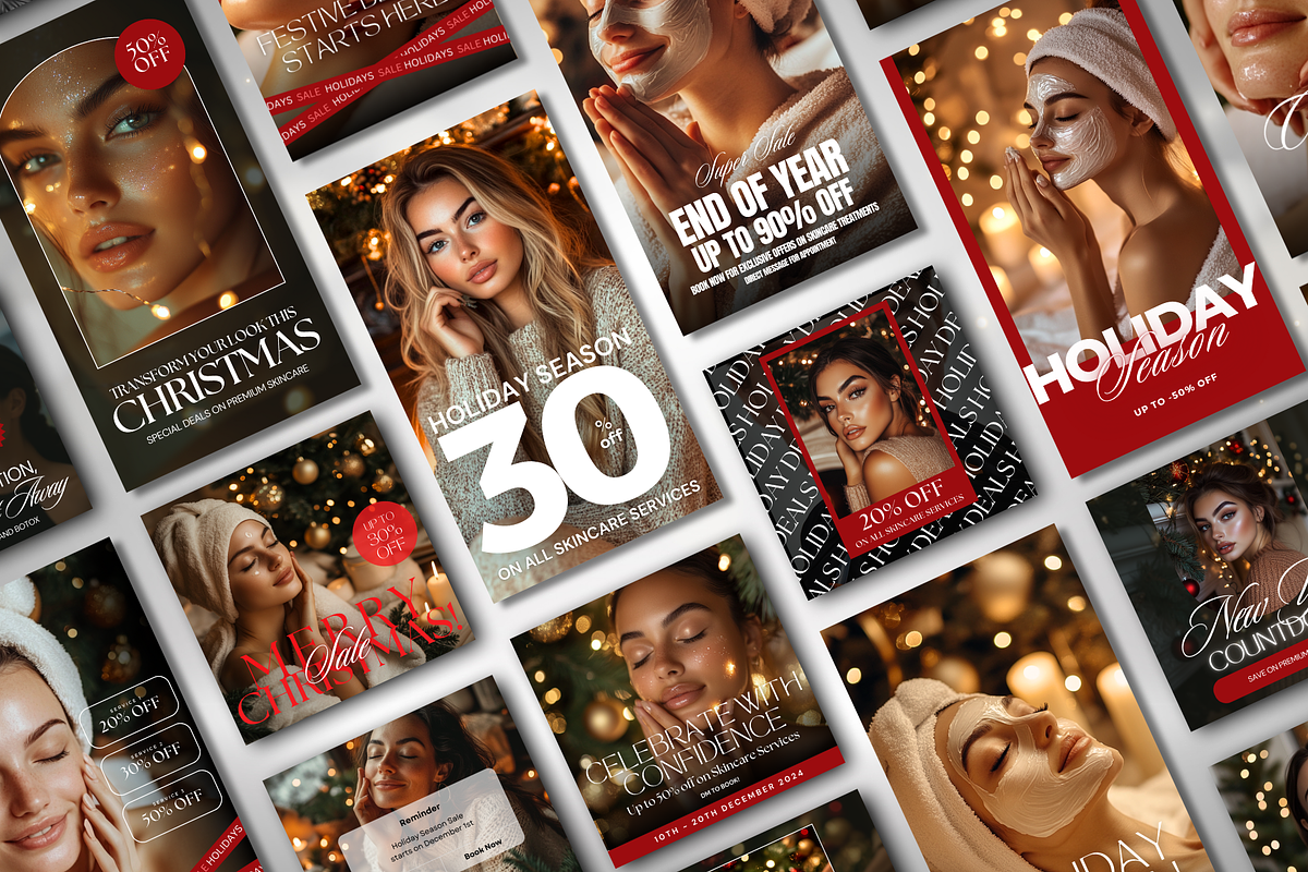 Holidays Skincare Instagram Template, a Social Media Template by DesignsbyMariaStudio (Photo 1 of 10)