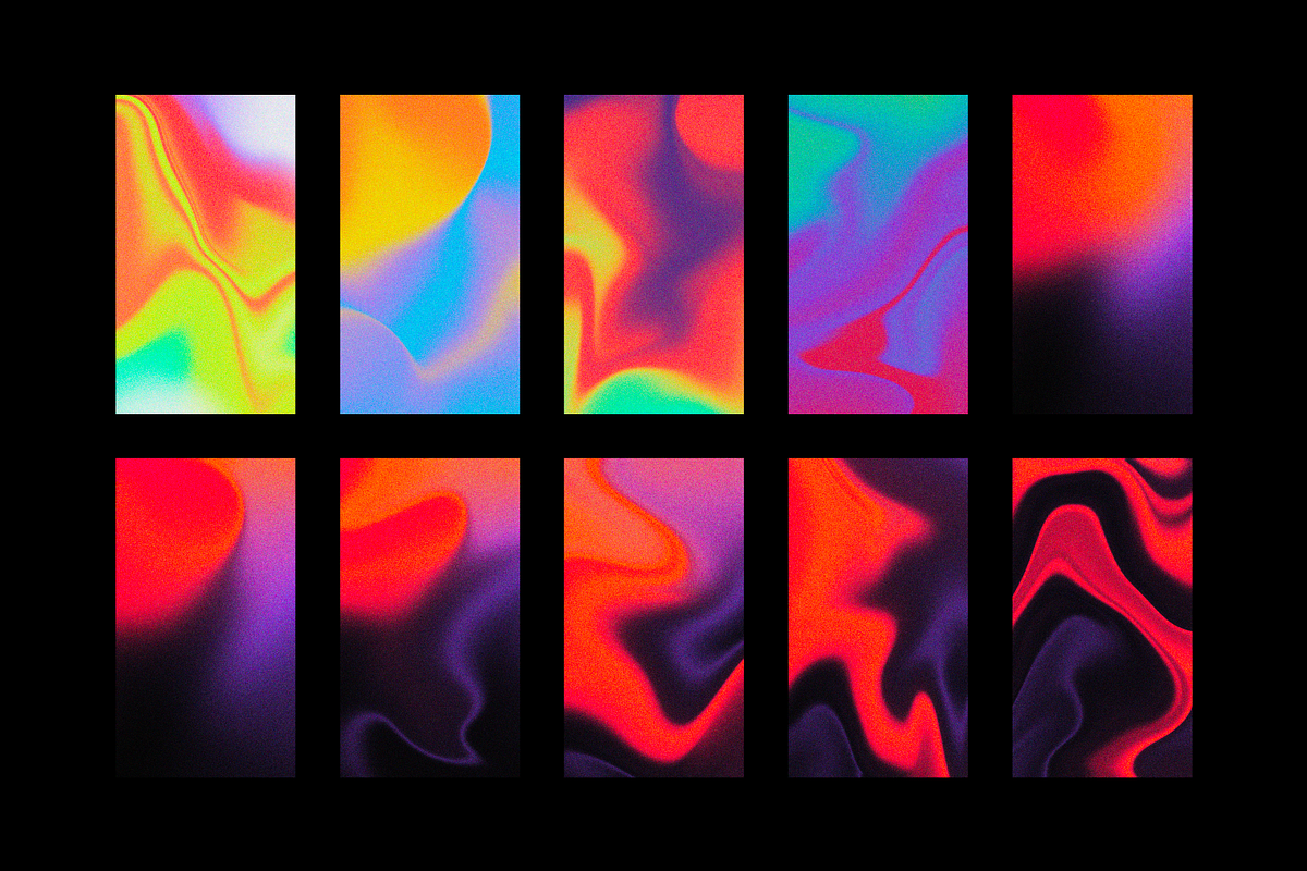 Fluid retro-futuristic gradients set, a Texture Graphic by Katedsgn (Photo 8 of 10)