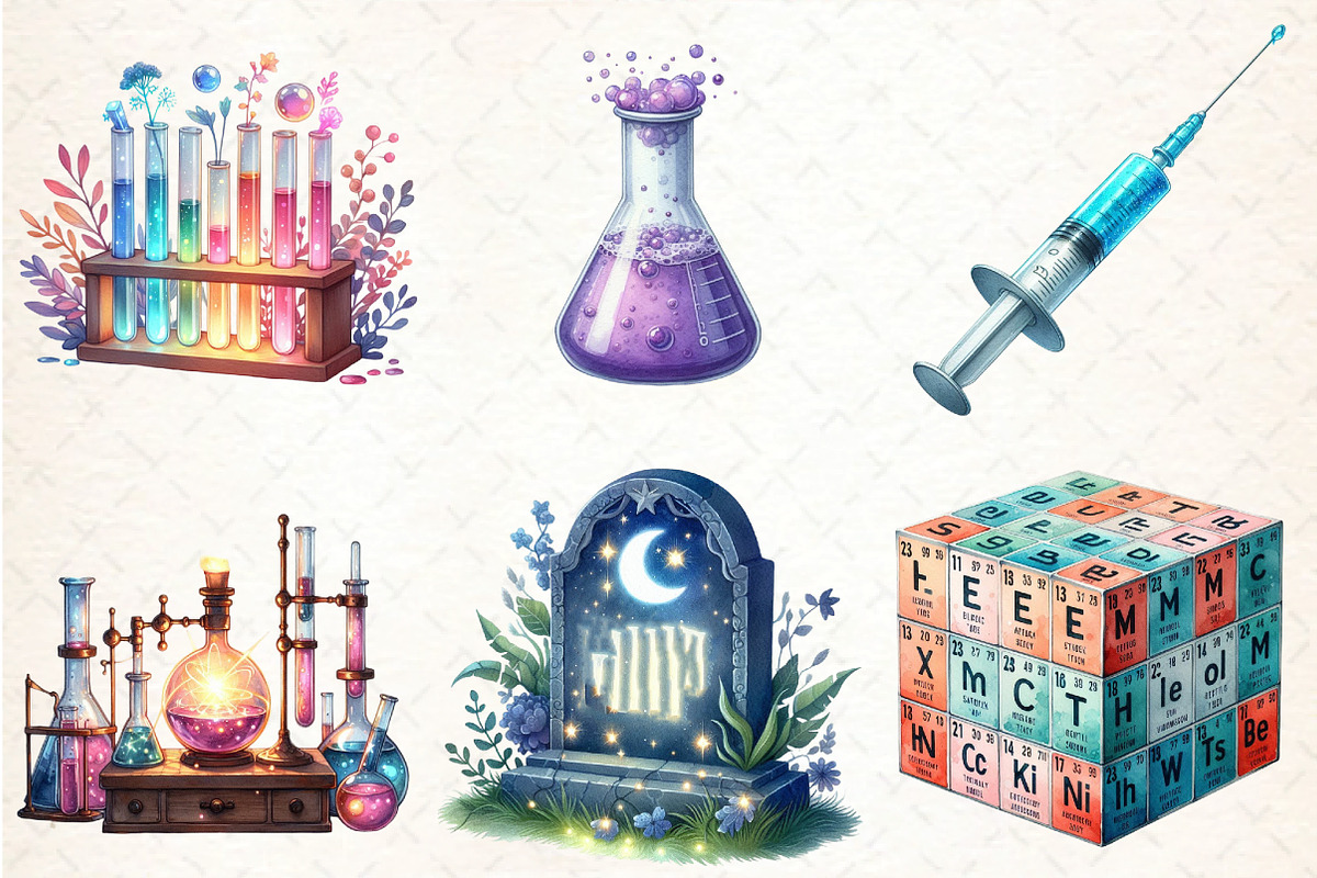 Science Lab Watercolor Clipart, an Illustration by DreamCafeArt (Photo 2 of 5)