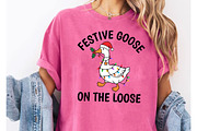 Festive Goose on the Loose PNG, a Seasonal Illustration by DreamCafeArt (Thumbnail 4 of 6)