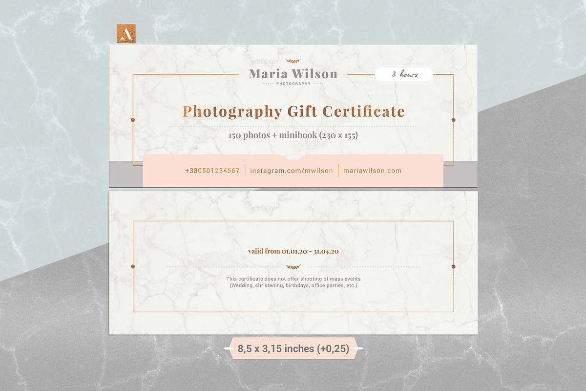 Gift certificate - Marble, Rose Gold, a Card Template by ArealPro (Photo 20 of 20)