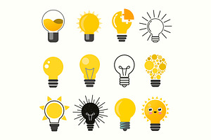 Light bulbs vector set