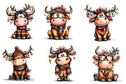Quirky Christmas Highland Cow, an Illustration by CreationArt (Thumbnail 2 of 5)