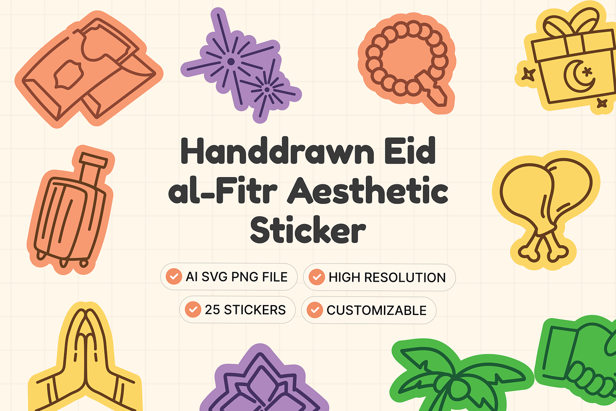 Handdrawn Eid al-Fitr Aesthetic, an Object Graphic by Illustrava (Photo 9 of 9)