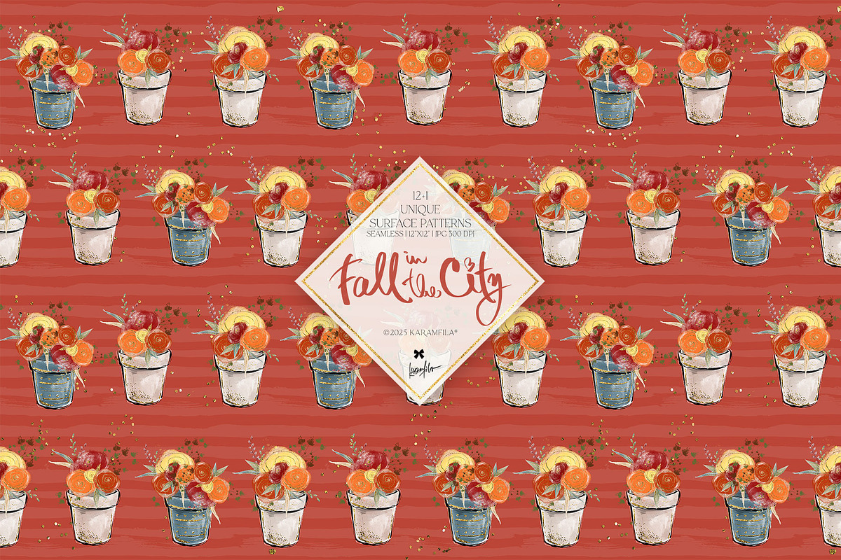 Fall City Hand Drawn Autumn Patterns, a Pattern Graphic by KaramfilaS (Photo 5 of 21)