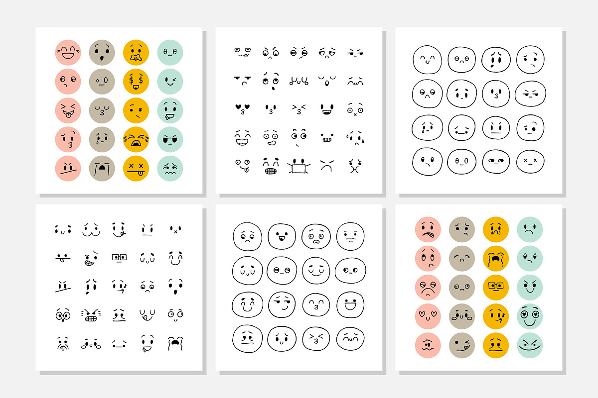 Set of smiley faces. Emoji. Smile!, a Person Illustration by Helen Sko (Photo 3 of 8)