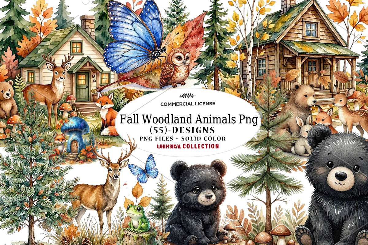 Fall Woodland Animals Png, a Seasonal Illustration by CreationArt (Photo 1 of 7)