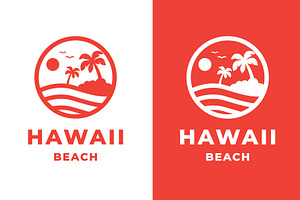 Palm Tree Tropical Hawaii Beach Logo, a Branding & Logo Template by funpixel
