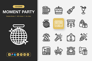 Moment Party Icons, an Icon by Spacepixel Creative