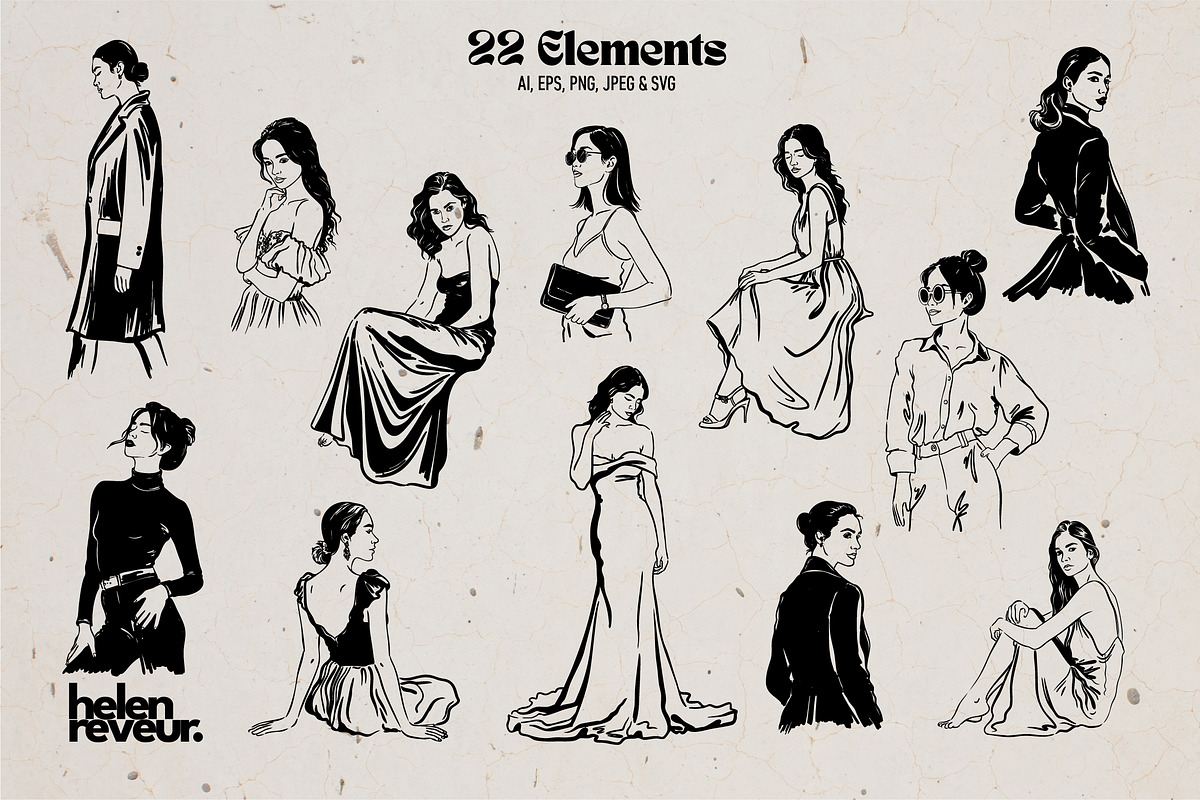 22 Hand-drawn Dolce Vita Girls, a Person Illustration by helenreveur (Photo 2 of 4)