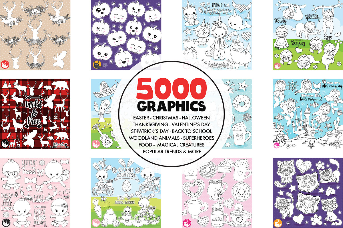 5000 in 1 - Black lines Mega Bundle, an Illustration by PrettyBundles (Photo 8 of 27)
