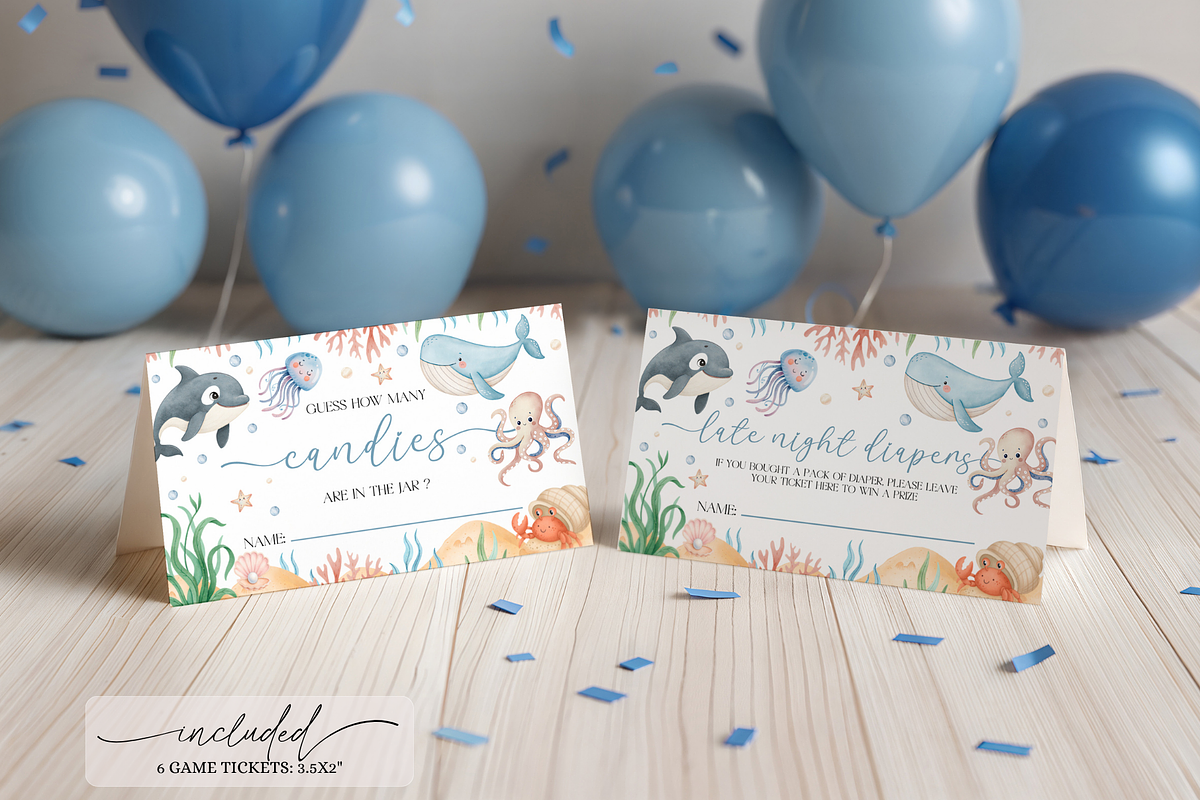 Ocean Baby Shower Activity Set, a Templates & Theme by VeliusCreativeStudio (Photo 4 of 6)