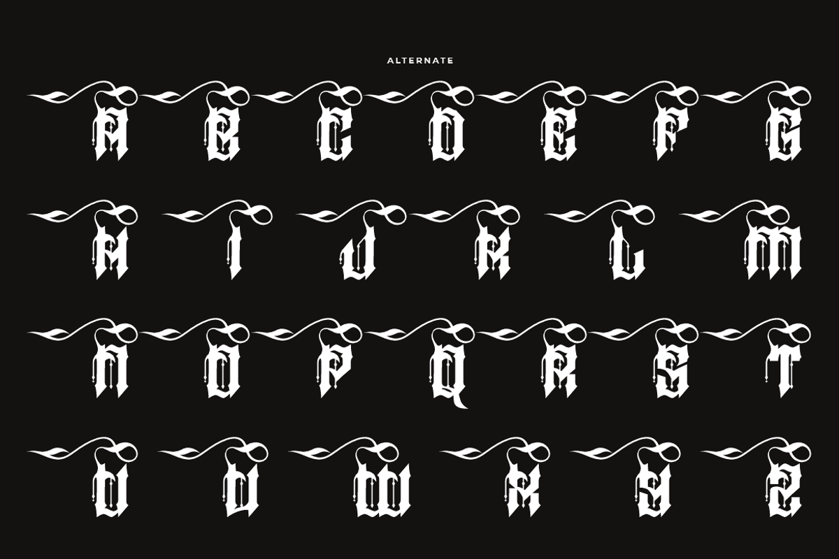 Jewal Glasmor - Tattoo Font, a Blackletter Font by QR Design Studio (Photo 12 of 14)