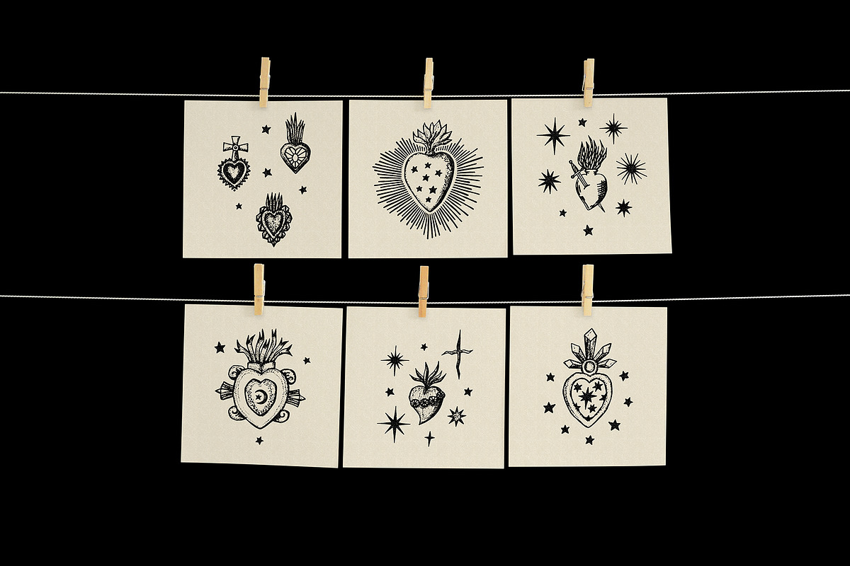 Vintage Sacred Hearts Bundle, an Object Graphic by Annie Konst (Photo 4 of 15)