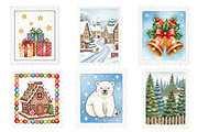 Christmas Postage Stamps, an Illustration by Daily.Designs (Thumbnail 3 of 9)