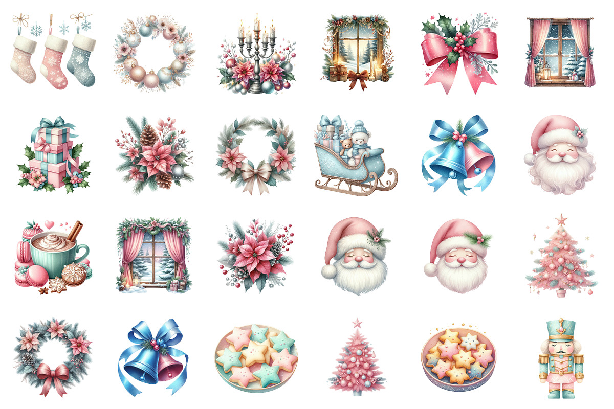 Pink Mint Christmas Clipart, an Illustration by SinaCreation (Photo 2 of 7)