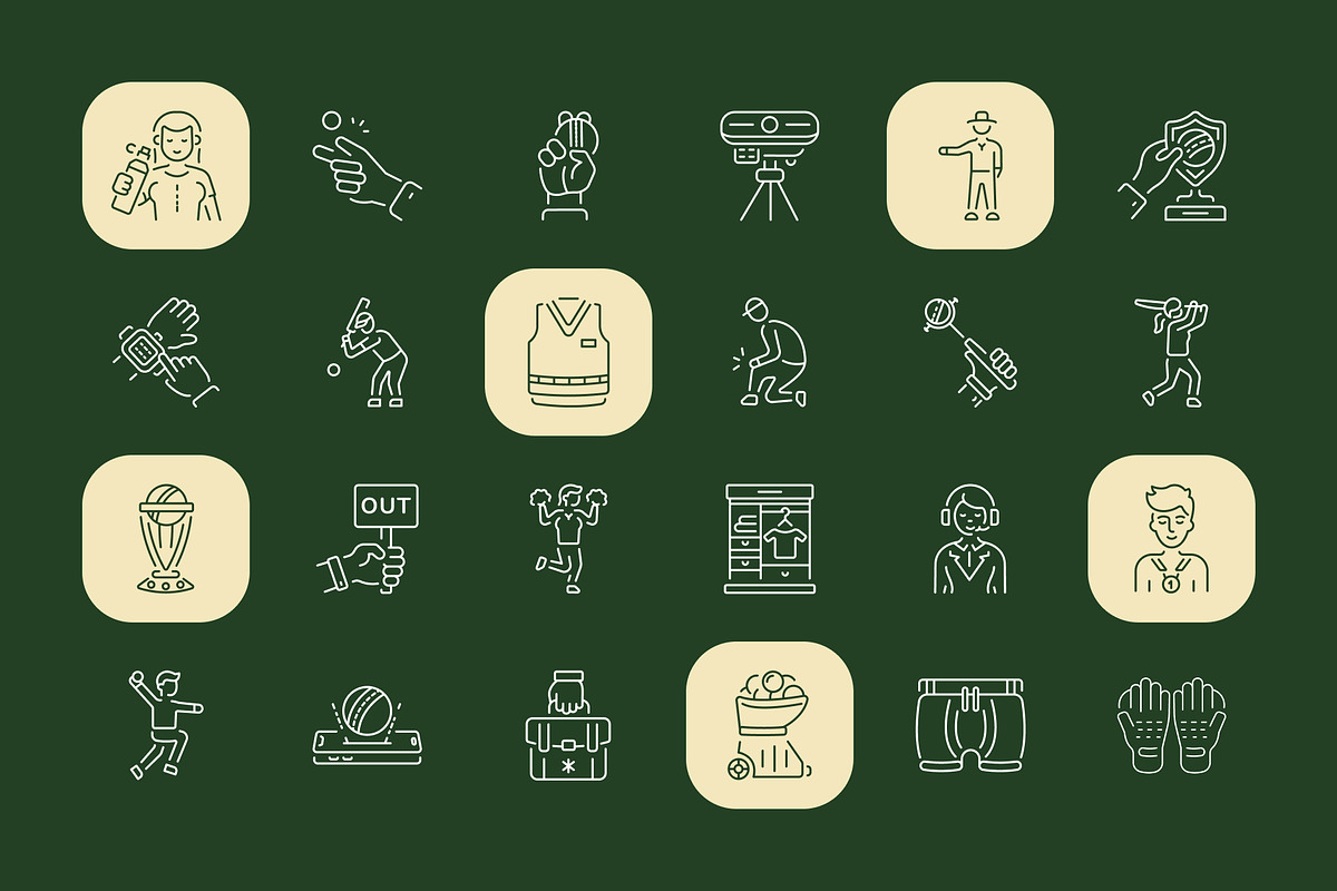 Cricket Icon Art Set, an Outline Icon by Prosymbols (Photo 6 of 7)