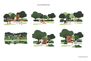 People in park Illustration clipart, a Seasonal Illustration by LyubovZaytseva (Thumbnail 16 of 21)