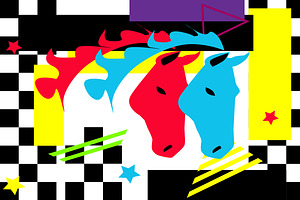 Abstract Artistic Horses Heads With