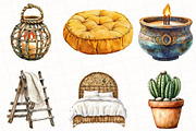 Watercolor Boho Interior Clipart, an Illustration by OK Design (Thumbnail 5 of 5)