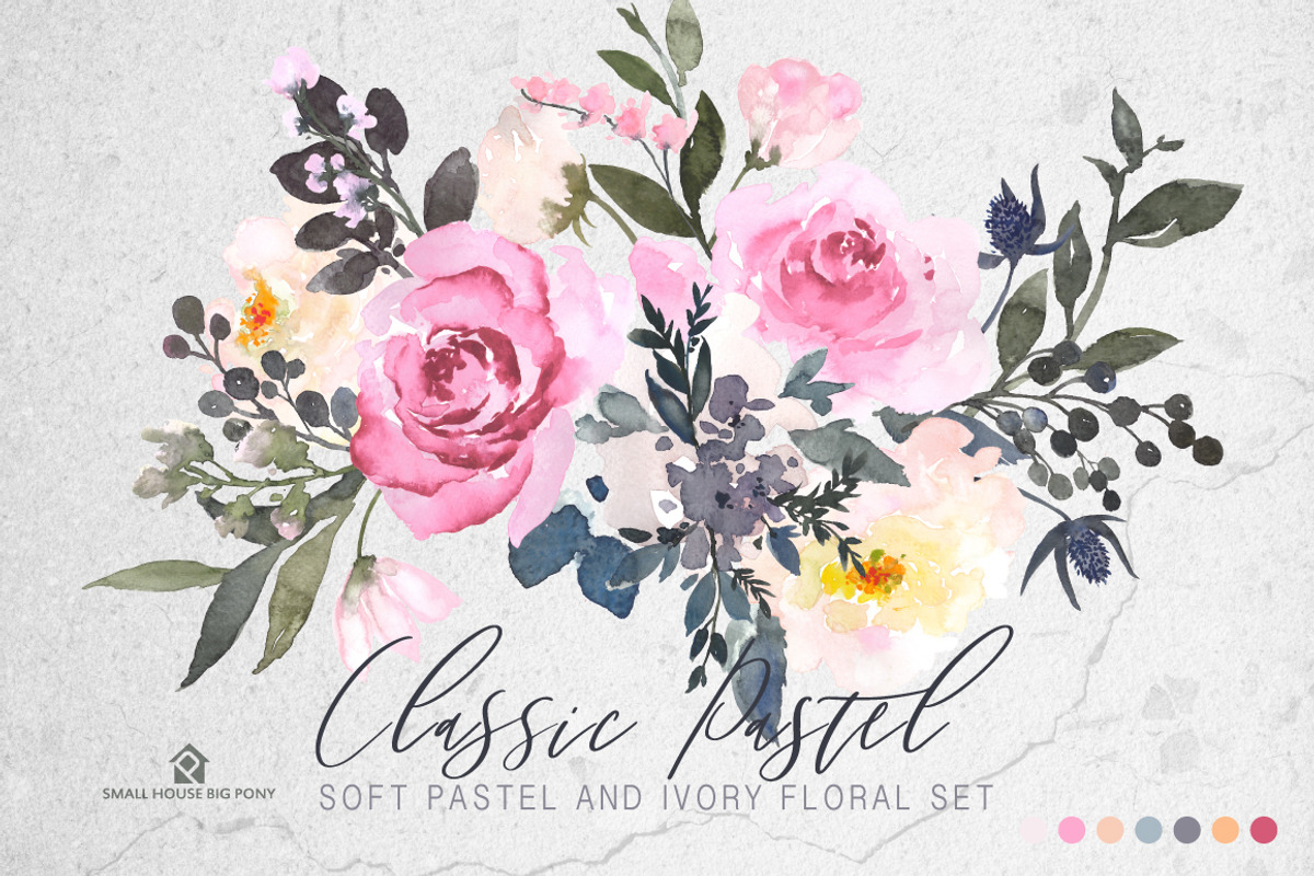 Watercolor Flowers: CLASSIC PASTEL, a Graphic by SmallHouseBigPony (Photo 18 of 18)