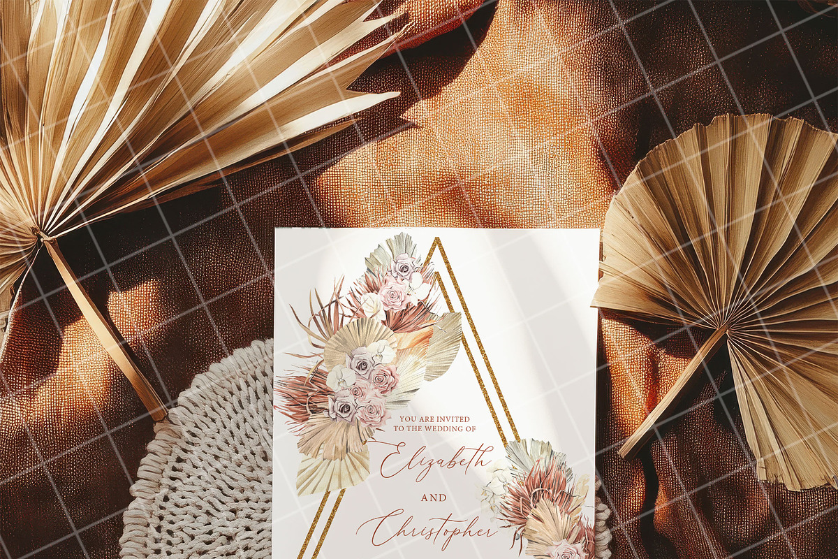 Boho 5x7 Invitation card mockup PSD, an Advertising Mockup by Blush Roses Print (Photo 8 of 9)