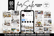 Real Estate For Sale Instagram Posts, a Social Media Template by CreativeVinesStore (Thumbnail 1 of 6)