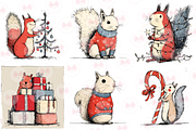 Cozy Christmas Squirrel Clipart, an Illustration by Markicha Art (Thumbnail 2 of 6)