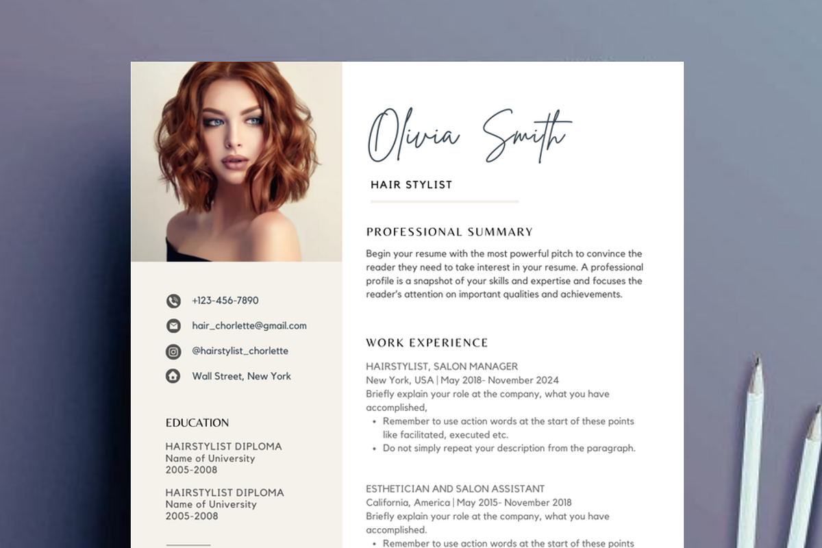 Hair Stylist Resume CV Template, a Resume Template by Climbwithelevator (Photo 1 of 8)