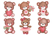 Watercolor Valentine Day Bear Clipar, an Illustration by Designworld (Thumbnail 3 of 5)
