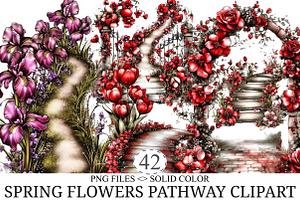 Spring Flowers Pathway Clipart, an Illustration by designcity5