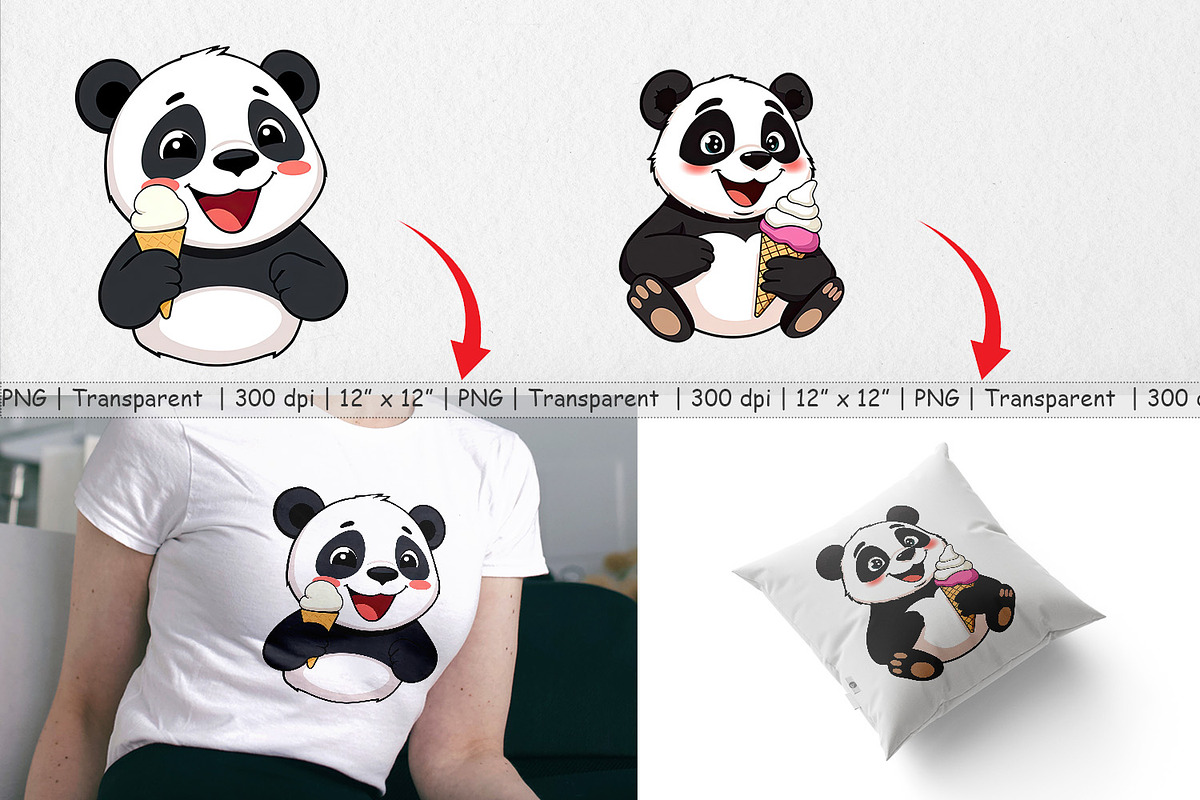 Panda with Ice Cream Clipart, a Graphic by Artnoy (Photo 3 of 5)