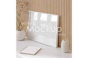 Frame mockup in home interior, a Print Template by Artjafara