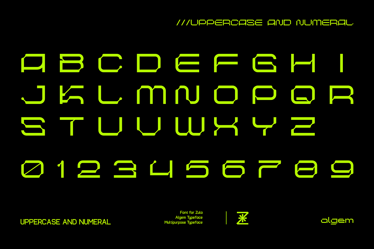 Algem - Futuristic Display Font, a Symbol Font by Font For Zula™ (Photo 8 of 19)