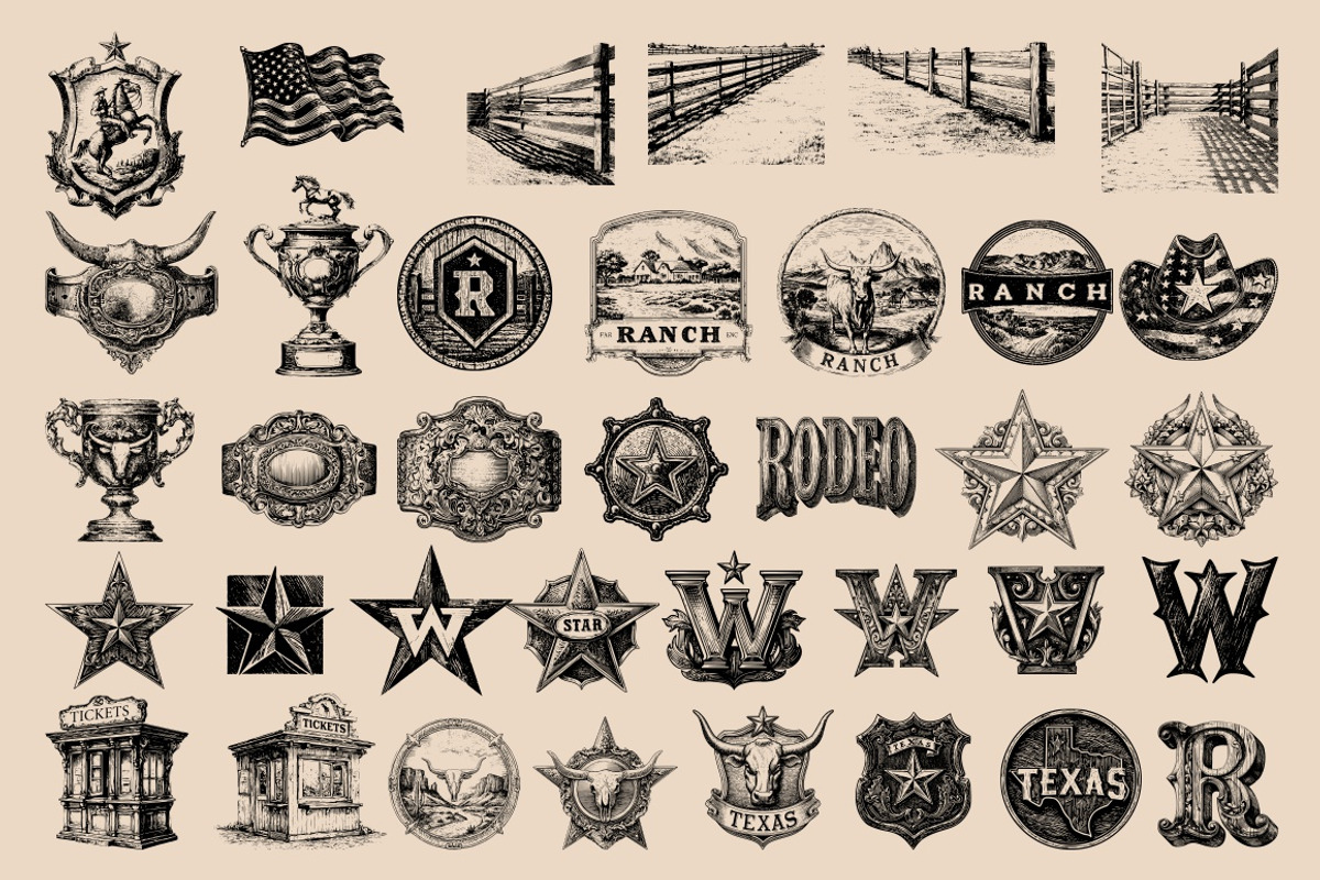 Vintage Retro Rodeo illustrations, an Object Illustration by Nocturnal Wolf (Photo 16 of 17)