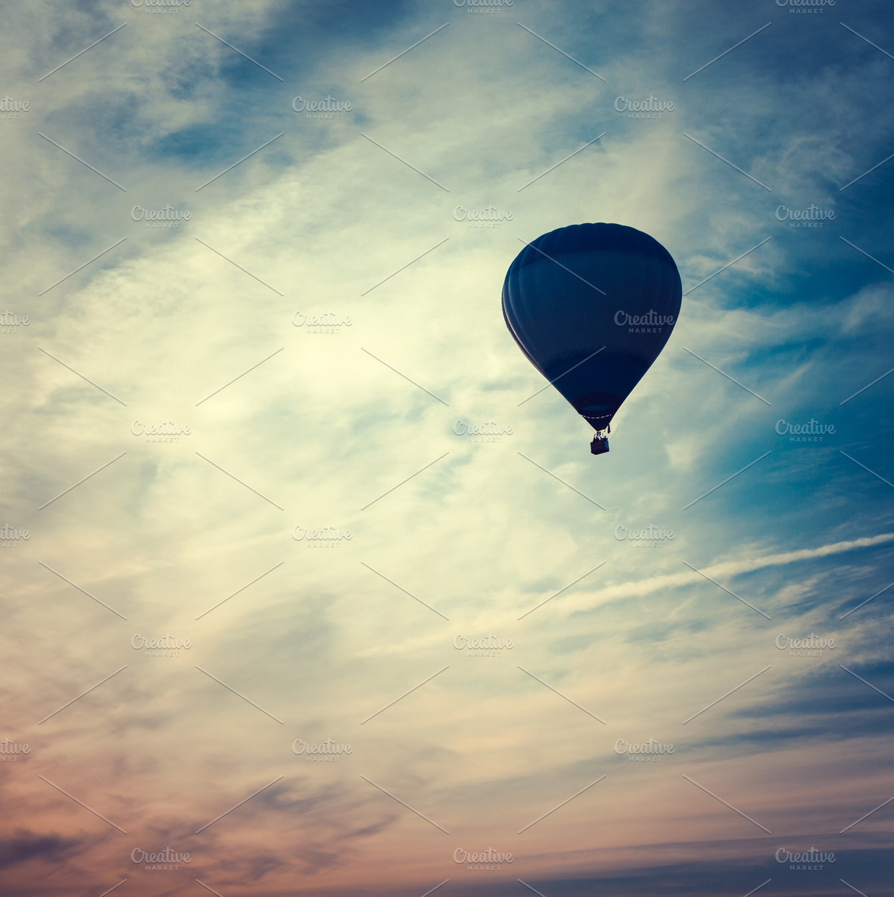 Silhouette of hot air balloon, a Transportation Photo by chamillewhite